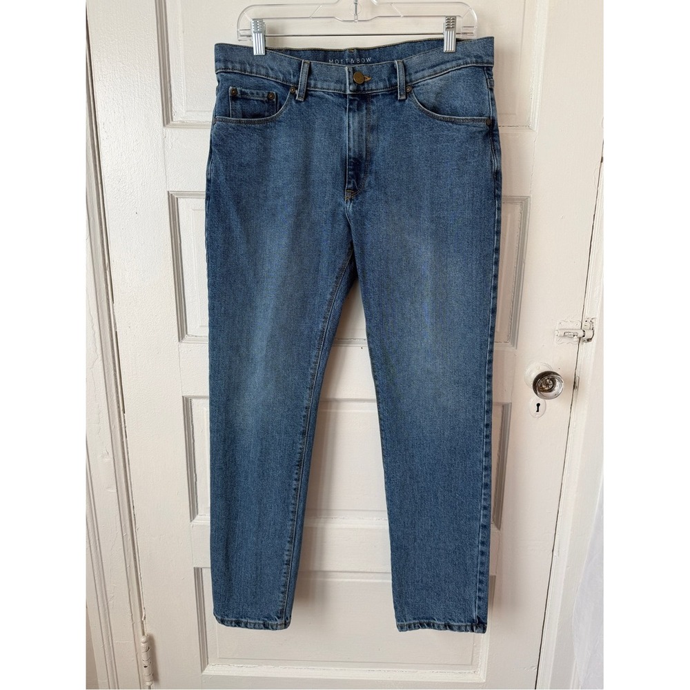 Mott & Bow Mens Classic Blue Jeans Slim Bens Medium Wash Denim Sz 30x29
